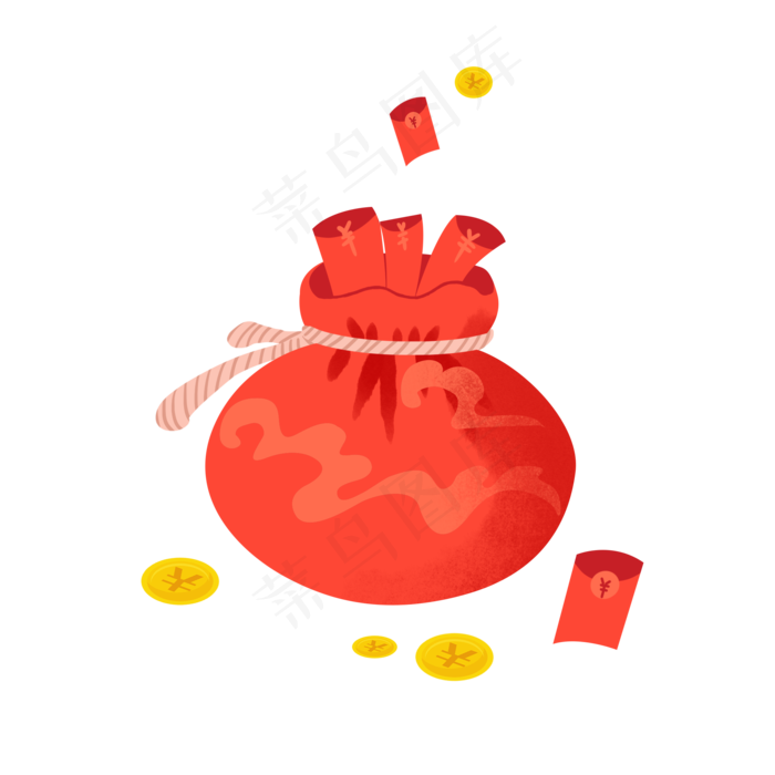 中国风金币袋子(2000X2000(DPI:300))psd模版下载