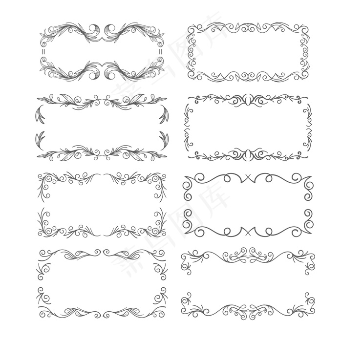 装饰性复古镜框系列eps,ai矢量模版下载