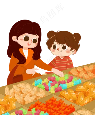 新年买年货的母女