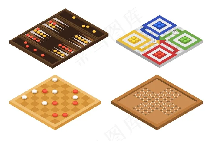 棋盘游戏包等距设计eps,ai矢量模版下载
