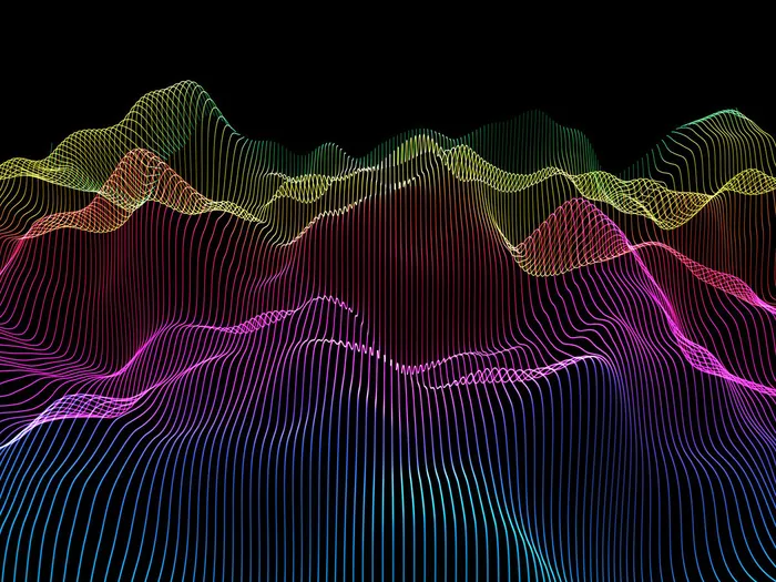 带有彩虹色流线的3d抽象背景