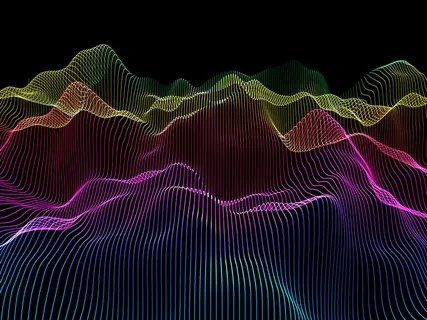 带有彩虹色流线的3d抽象背景