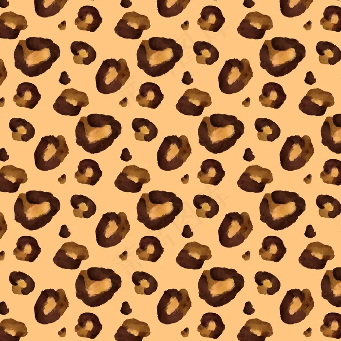 棕色动物印花水彩无缝图案eps,ai矢量模版下载