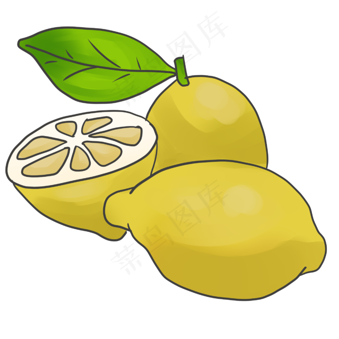 手绘水果柠檬插画