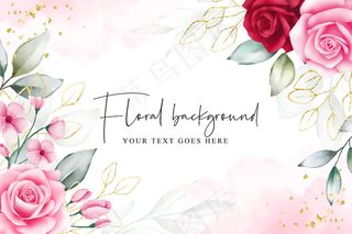 美丽的花卉水彩背景