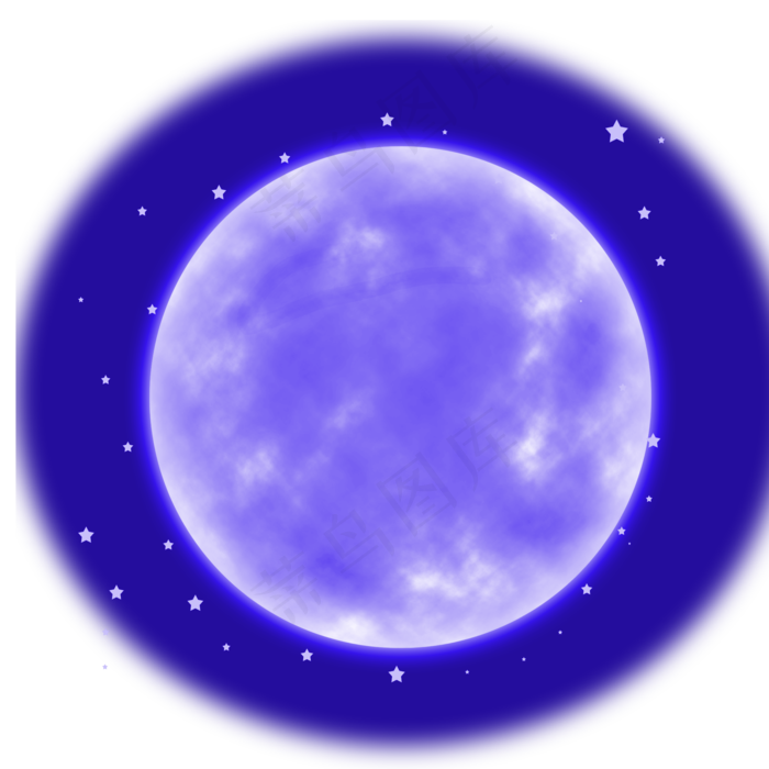 蓝色梦幻中秋节圆月