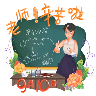 手绘商用教师节节日庆祝之化学