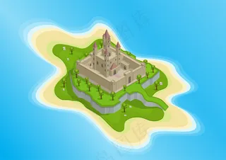 岛屿与中世纪城堡等距图