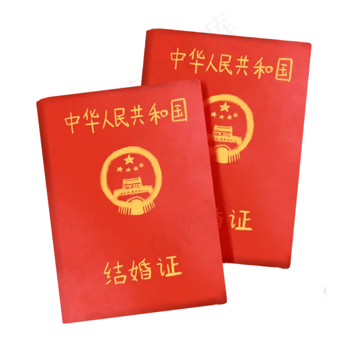 官宣手绘结婚证结婚证(2000X2000(DPI:300))psd模版下载