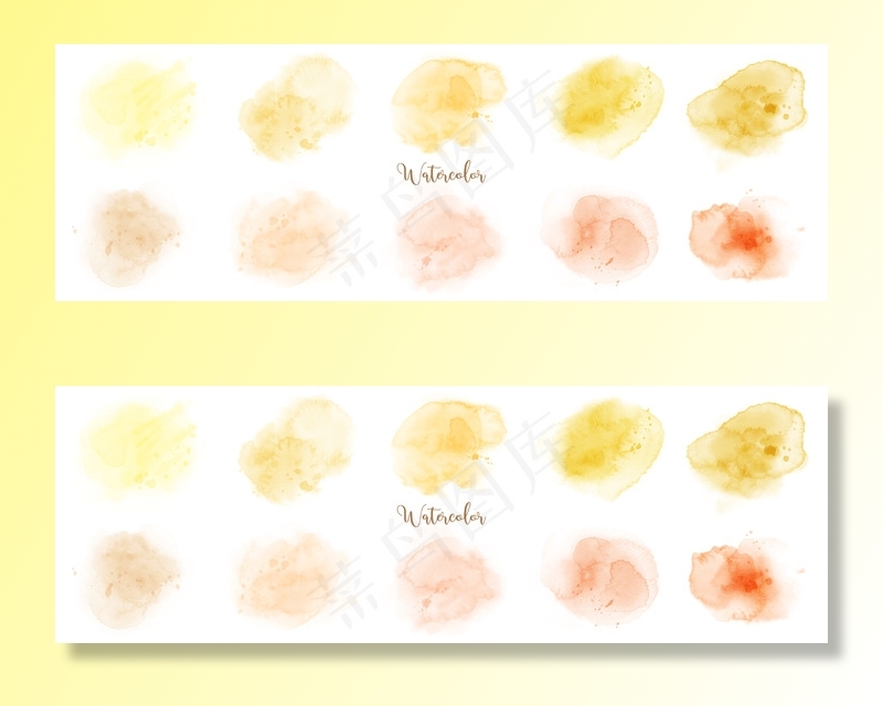 手绘黄橙色粉彩水彩套装