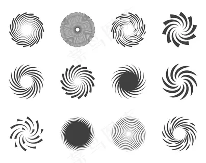 螺旋和涡流运动扭曲圆设计元素集