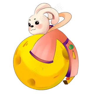 中秋节可爱玉兔拟人趴在月亮上P