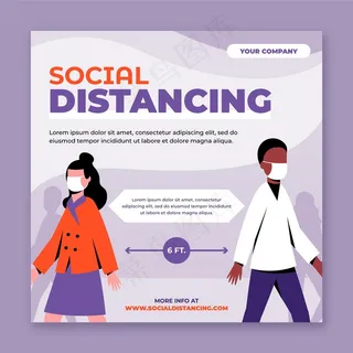 社交距离宣传单,DM传单模板