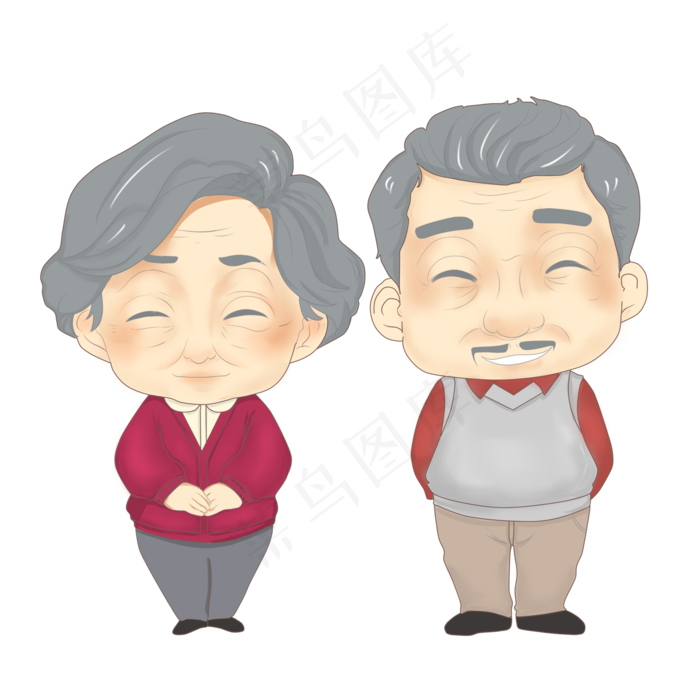 卡通重阳节老夫老妻