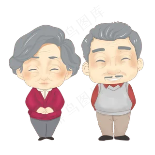 卡通重阳节老夫老妻