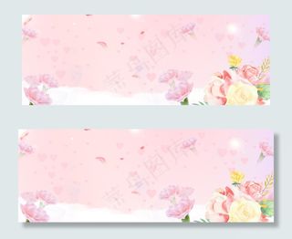 浪漫朦胧情人节花卉banner