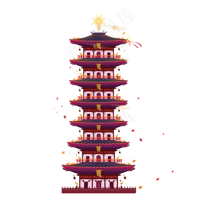 卡通矢量宝塔可商用元素(2000X2000(DPI:150))ai矢量模版下载