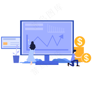 金融互联网金币电脑数据图渐变风