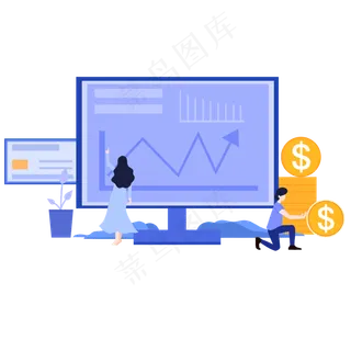 金融互联网金币电脑数据图渐变风