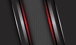 抽象银红深灰色金属线条，六边形网格图案空白空间设计现代豪华未来主义技术背景