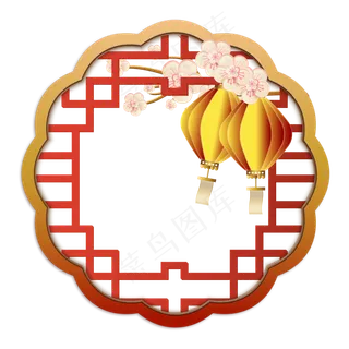 新年立体灯笼边框