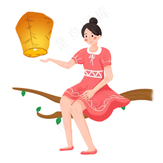 中秋节放孔明灯素材