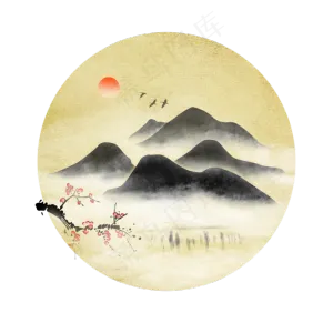 中国风古风水墨山梅花