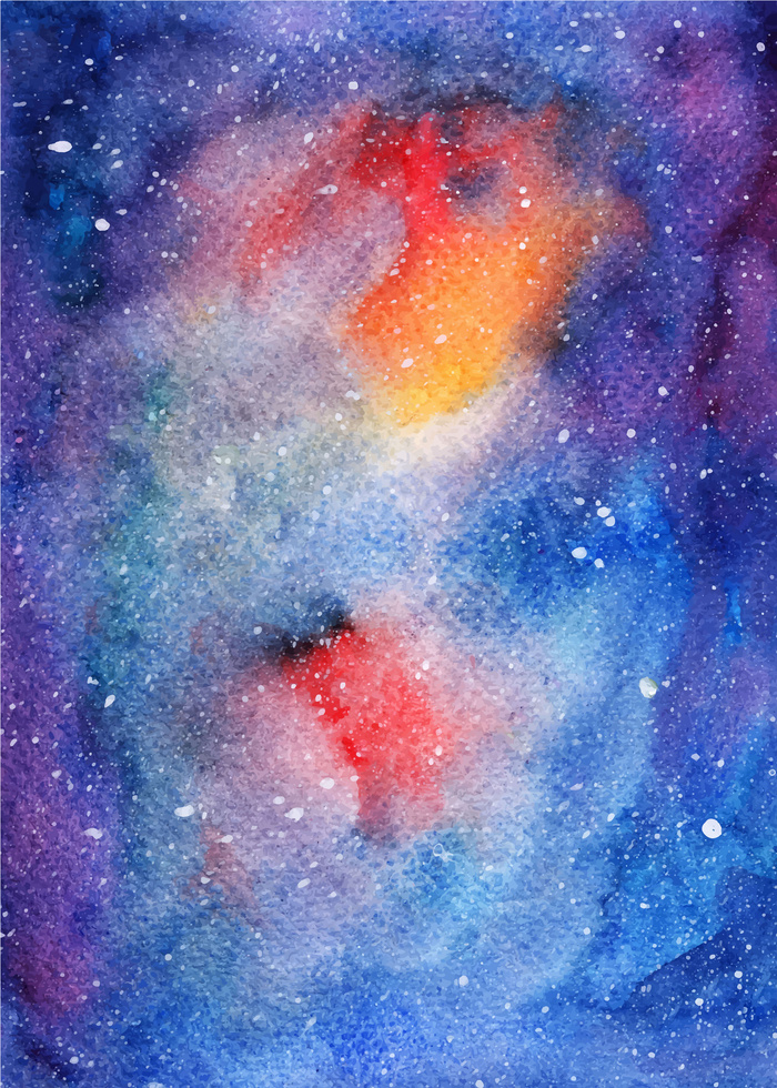 水彩银河星夜背景