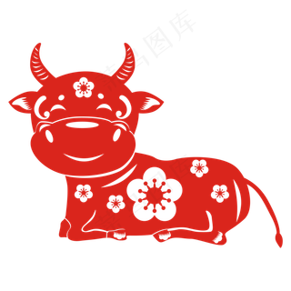红色剪纸牛