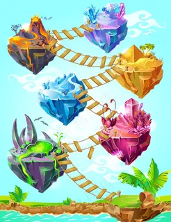 等距彩色游戏岛模板