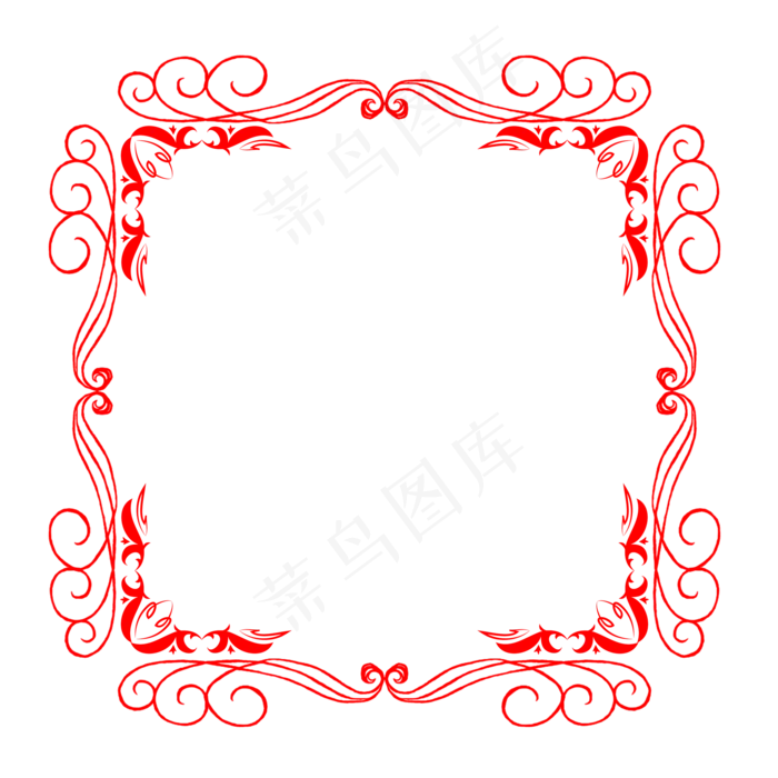复古花纹红色边框(2000X2000(DPI:300))psd模版下载