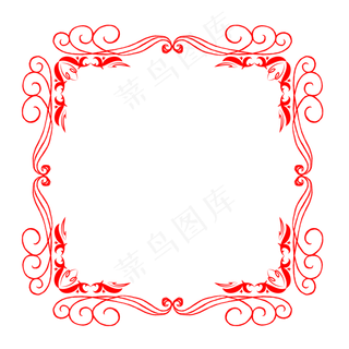 复古花纹红色边框