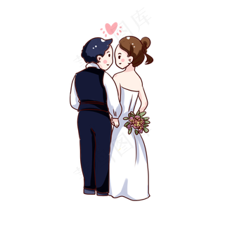 手绘卡通七夕节情侣