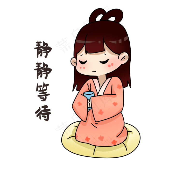 嫦娥静静等待表情包(2000X2000(DPI:300))psd模版下载