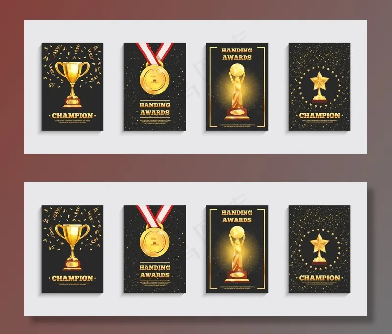 金奖奖杯海报套装eps,ai矢量模版下载