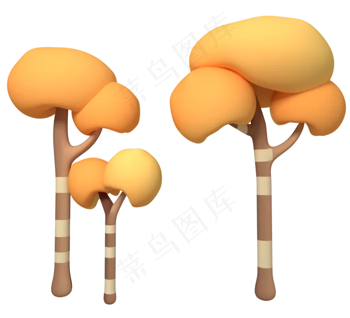 卡通秋天的树C4D(2200X2000)