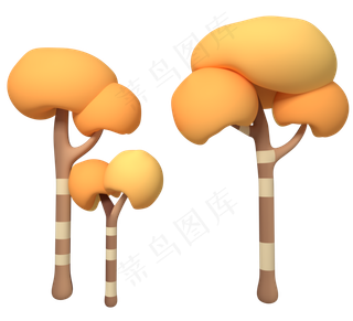 卡通秋天的树C4D