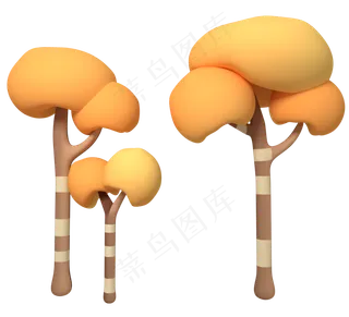 卡通秋天的树C4D