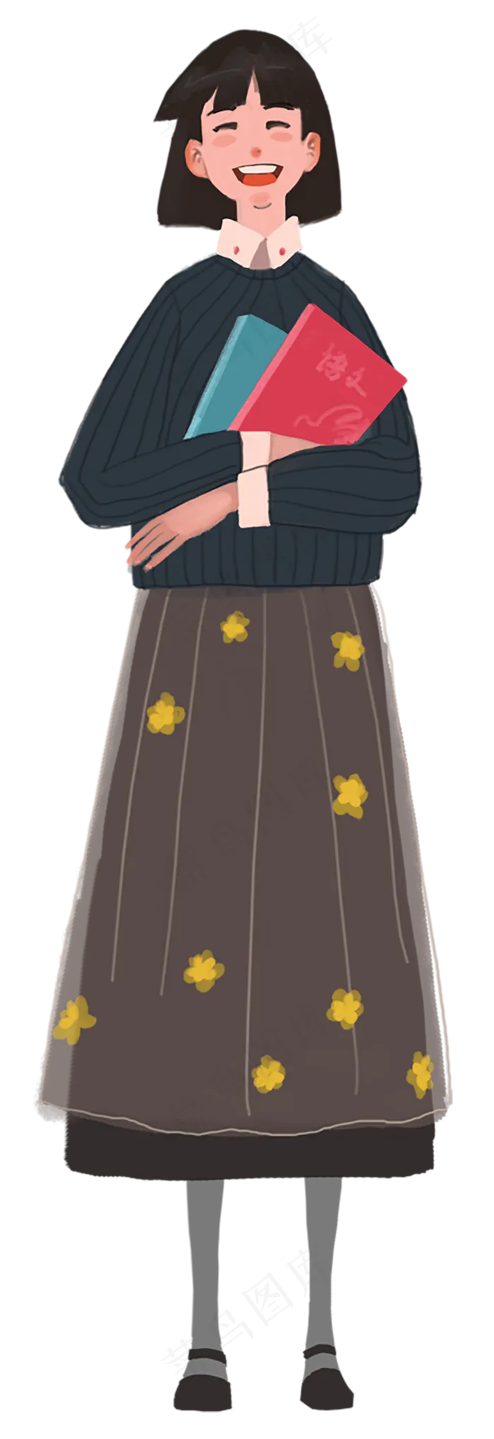 老师拿着书本(1200X3497(DPI:300))psd模版下载
