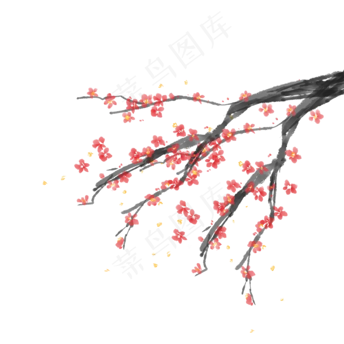 水墨中国风梅花透明底免抠(2000X2000(DPI:299))psd模版下载