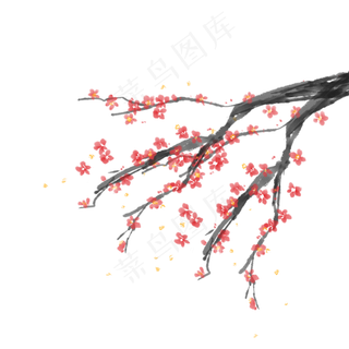 水墨中国风梅花透明底免抠