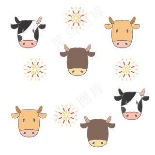 可爱小牛烟花底纹