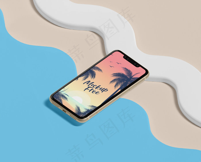 夏季概念手机和海滩psd模版下载