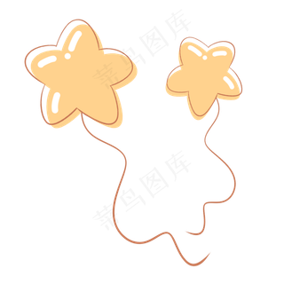 黄色可爱手绘星星气球