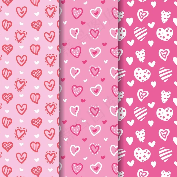 手绘心形图案系列eps,ai矢量模版下载