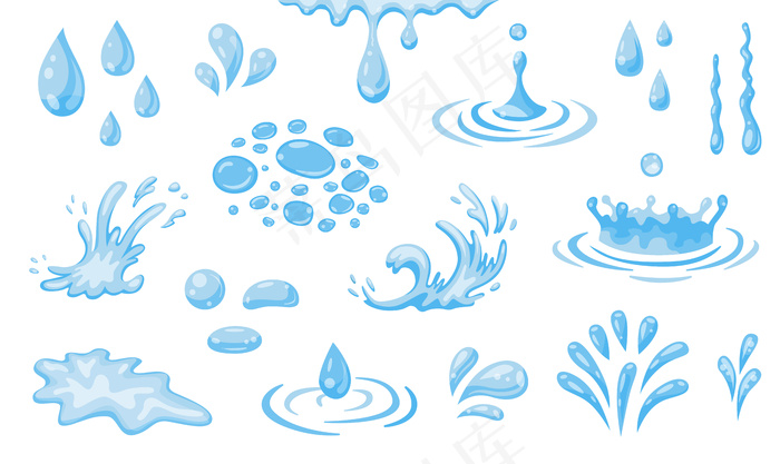 水飞溅平面图标集