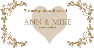 金色线条复古玫瑰请柬边框