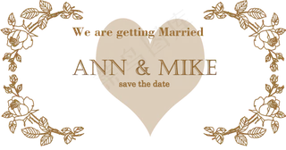 金色线条复古玫瑰请柬边框