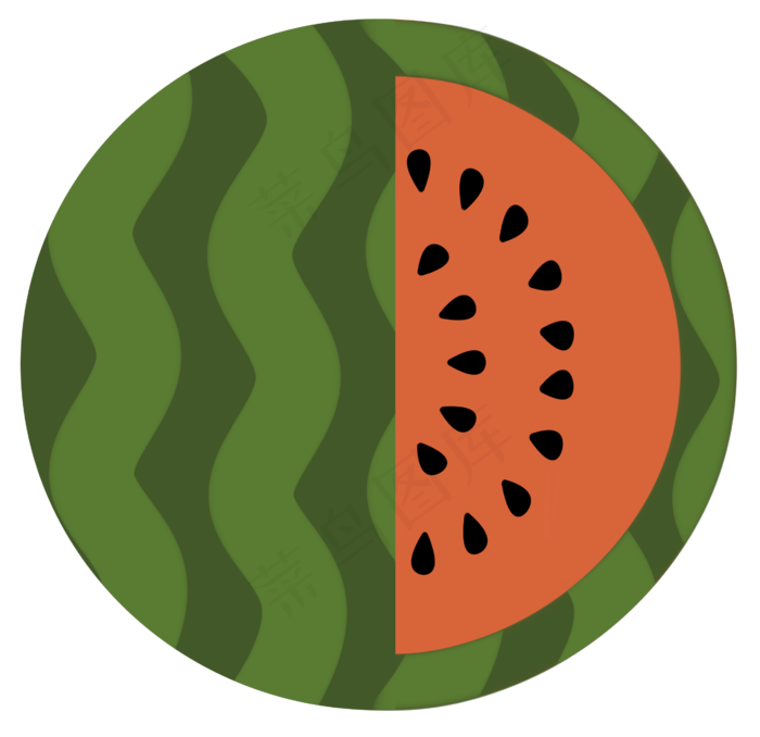 扁平风可爱手绘夏季西瓜水果png