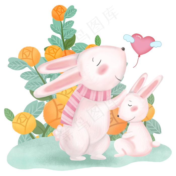 母亲节兔子动物母子